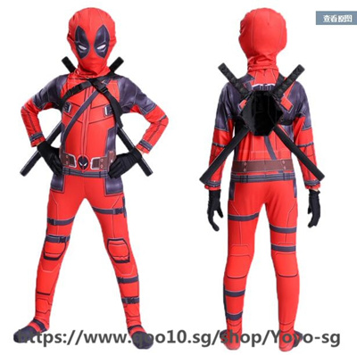 Kid Deadpool Costume With Mask Superhero Cosplay Suit Boy One Piece Full Bodysuit Halloween Kid Cost - roblox deadpool costume