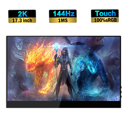 17.3 인치 2K 144Hz 터치스크린 휴대용 모니터 2560x1440p 1MS FreeSync 게임 IPS 스크린 디스플레이 PC 랩탑 Xbox PS4  5 스위치  windo