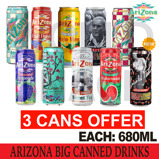 [RM 34.21](▼26%)[World Snack] ARIZONA Tea Drink in Can! [3 Cans Offer][9  FLAVOURS][Each: 680ml]