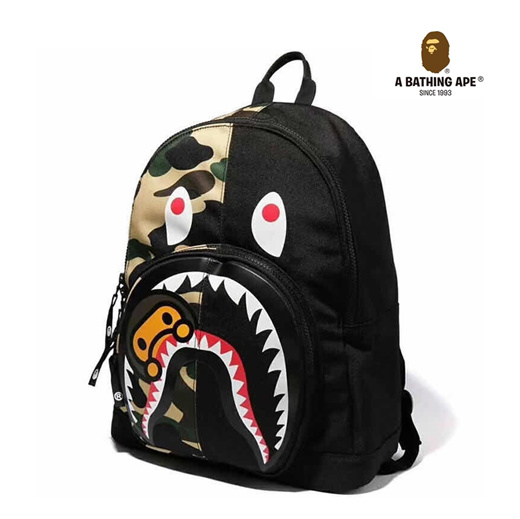 BAPE Kids Black Multi Camo Milo Shark Backpack A Bathing Ape