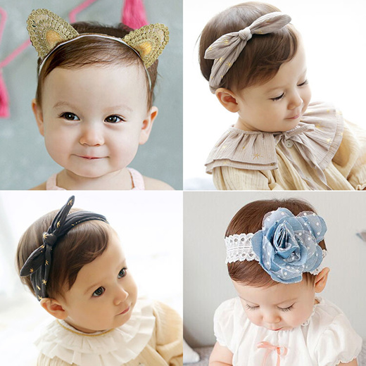 Qoo10 - Korea baby fashion hair band Golden Cat ears elastic denim blue  flower... : Kids Fashion