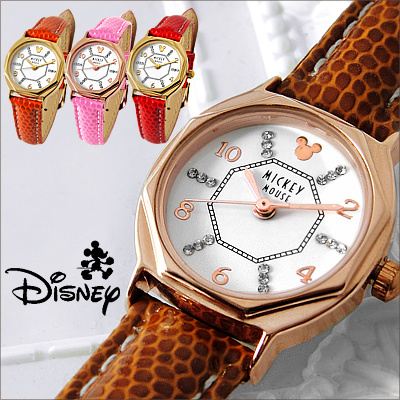 Qoo10 ディズニー 腕時計 レディース ミッキー 腕時計 スワロフスキー 時計 Disney 八角形 腕時計 女性用 Ladys キッズ 女性 レザ Kids Fashion