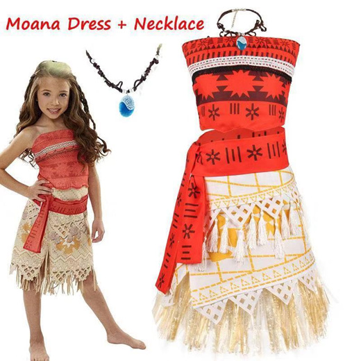 Qoo10 Adult Kids Cosplay Vaiana Moana Princess Costume Dress Necklace Wig G Kids Fashion