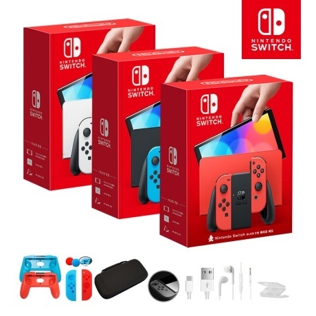 Nintendo Switch OLED body new product genuine + 10 types of accessories - E