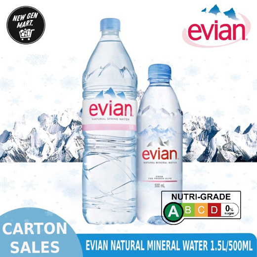 [2 Choices] EVIAN NATURAL MINERAL WATER 1.5L x 12 Bottles / 500ML x 24 :  Drinks - Qoo10