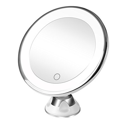 Lighted Magnifying Makeup Mirror 10x, 10x Magnifying Lighted Makeup Mirror With Chrome Finish Locking Suction Mount