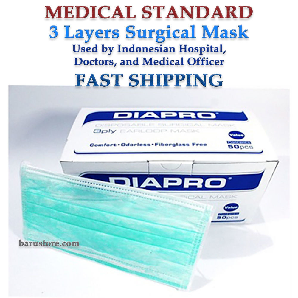  Barustore  Diapro 3 Ply Disposable Surgical Mask Face 