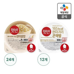 본사배송 햇반 현미쌀밥 210x 24 + 현미귀리곤약밥 150x 12