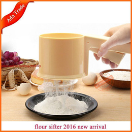HELLOGIRL Hand Pressure Flour Sieve Semi-Automatic Hand-held Stainless Steel Flour Lcing Sugar Sifter for Baking Cake Flour Sieve
