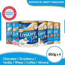 [Bundle of 4]Abbott Ensure Life Vanilla/Wheat/Chocolate/Strawberry/Coffee/Almond 850g