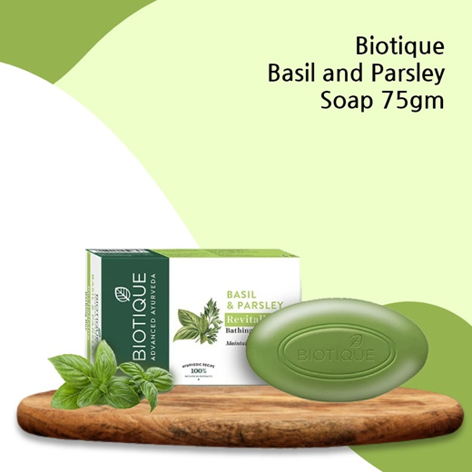 Biotique Basil and Parsley Soap 75gm Cosmetics Qoo10