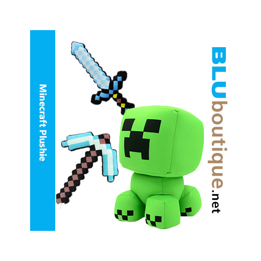 Qoo10 Minecraft Plush Creeper Sword Pickaxe Minecraft School Bag Toys