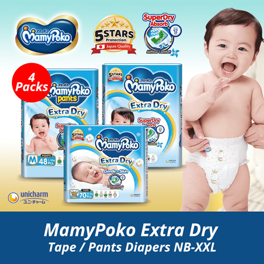 [[Carton Sales]] MamyPoko Extra Dry  Baby Diapers--Tape / Pants