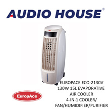 EUROPACE ECO-2130V 130W 15L EVAPORATIVE AIR COOLER 4-IN-1 COOLER/FAN/HUMIDIFIER/PURIFIER