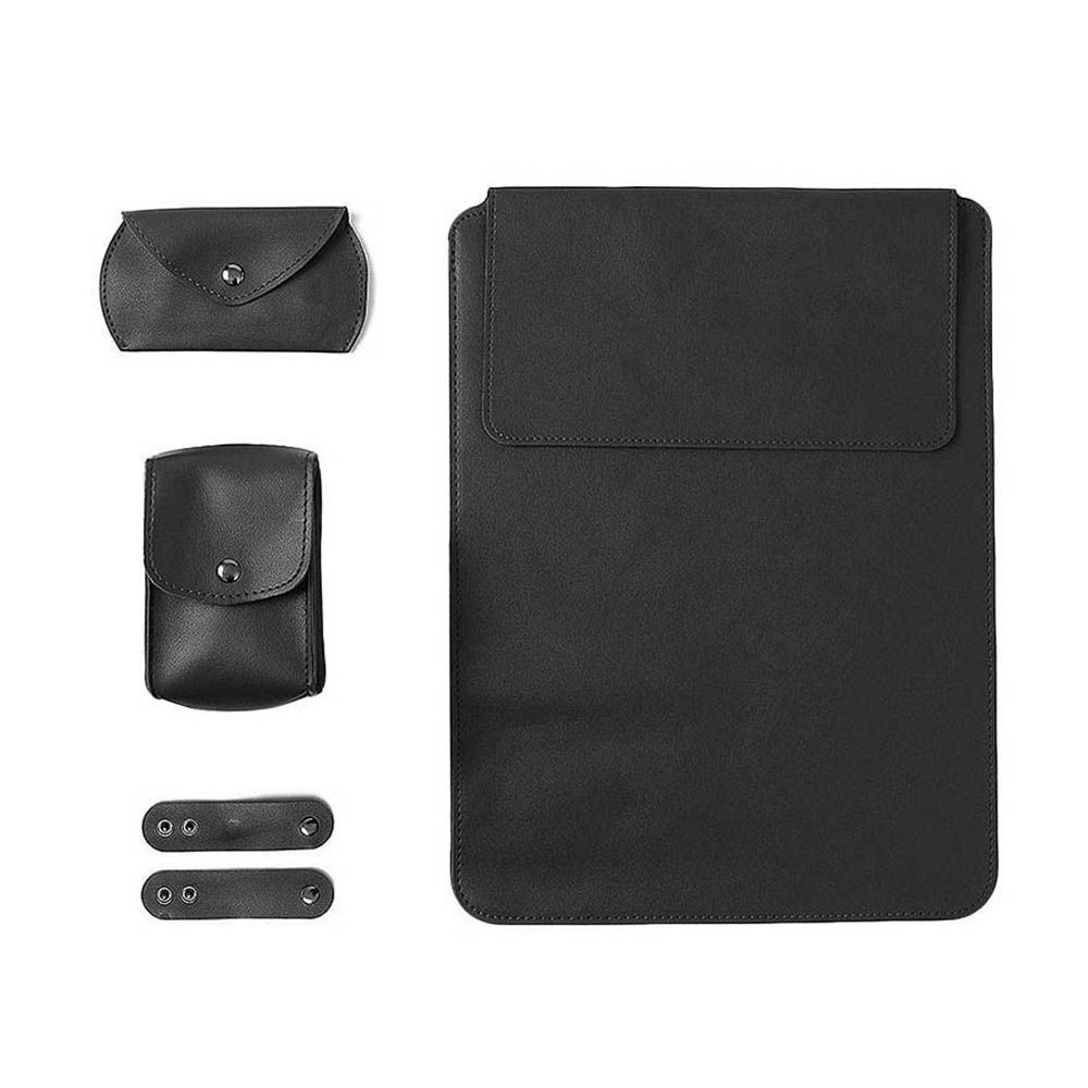 Qoo10 - 15.6-inch laptop leather pouch set laptop sleeve black ...