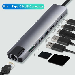 [무료배송] USB C타입 허브 8in1/ HTMI 랜선 메모리카드 USB 3.0 등등