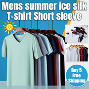 【Buy 5 free shipping】T-shirt  Short sleeve Vest    mens summer seamless ice silk vest V-neck sleevel