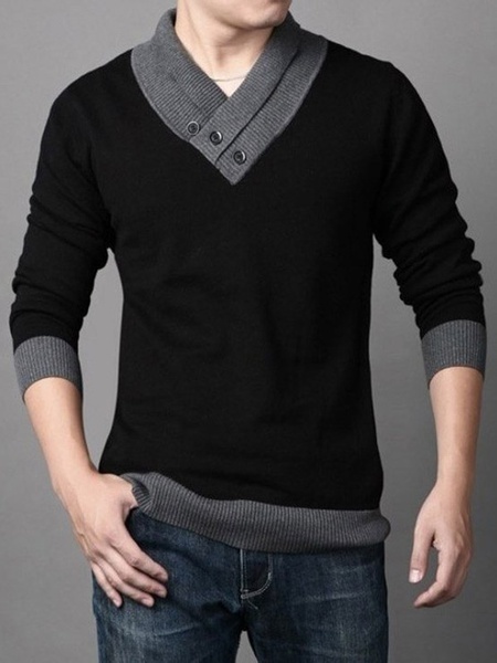 Qoo10 Men Pullover V Neck Fashion Solid Large Size M Xxxxl Sweater Slim Fit Women S Clothing