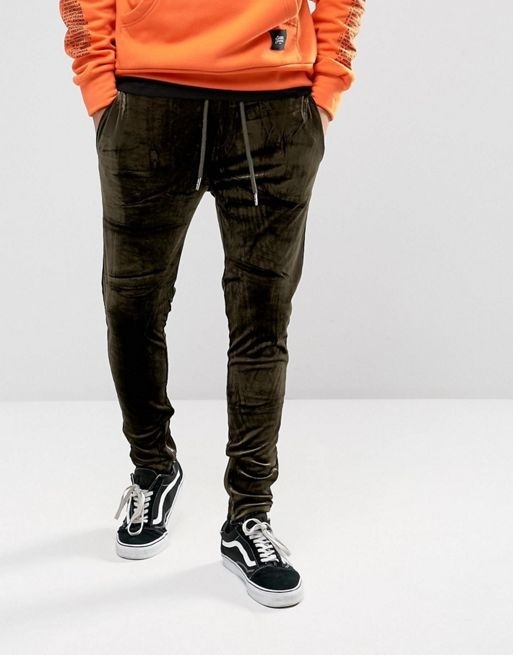 khaki joggers with zippers