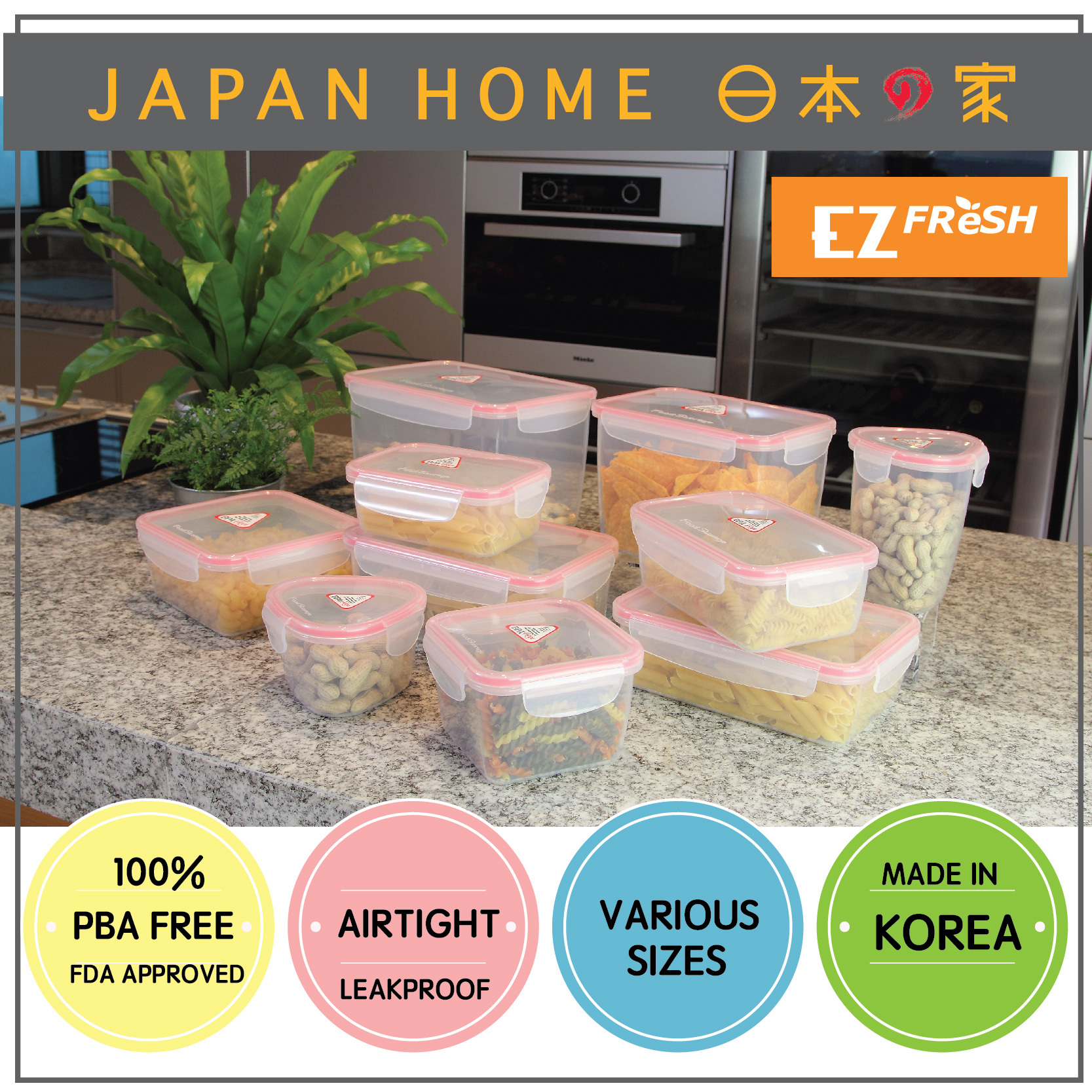 Qoo10 Made In Korea Japan Home Ez Fresh Airtight Food Container L Assorted Kitchen Dining