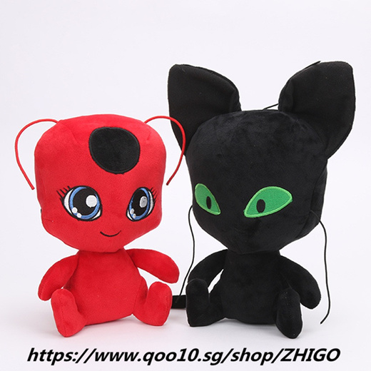 Qoo10 2pcs Lot 24 30cm New Carton Anime Miraculous Ladybug Cat Noir Plagg Ti Toys