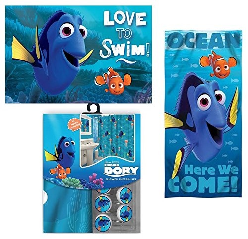 Qoo10 15pc Disney Finding Nemo Dory Shower Curtain Bath Towel