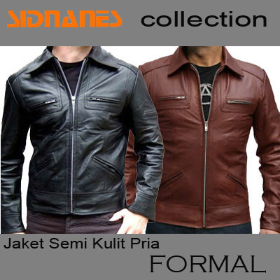 Qoo10 Jaket Semi Kulit Pria Formal Black and Brown 