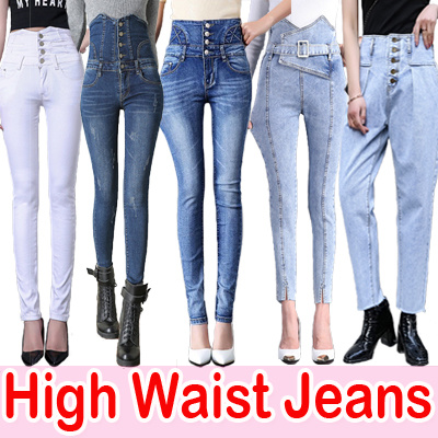 high waist jeans trousers for ladies