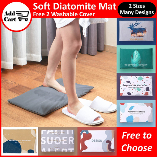 Authentic Japan Soft Diatomite Bathroom Floor | Door Mat (2nd Gen) (2 Sizes) Free Washable Cover x 2