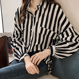 fashion woman blouse 2022 striped chiffon blouse shirt long sleeve