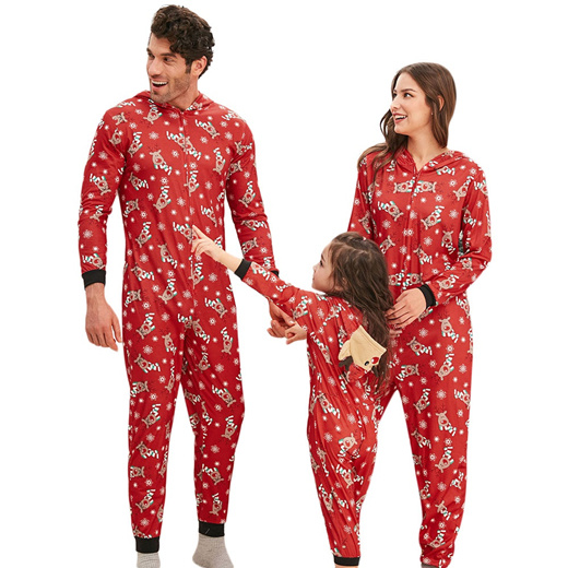 Qoo10 Family Christmas Elk Hooded Jumpsuit Pajama Women S Clothing