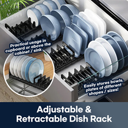 Jumbl Over Sink Dish Drying Rack | Large Two Tier Vertical, Compact Kitchen  Storage System in Black Stainless Steel Organizes, Drains & Dries Plates