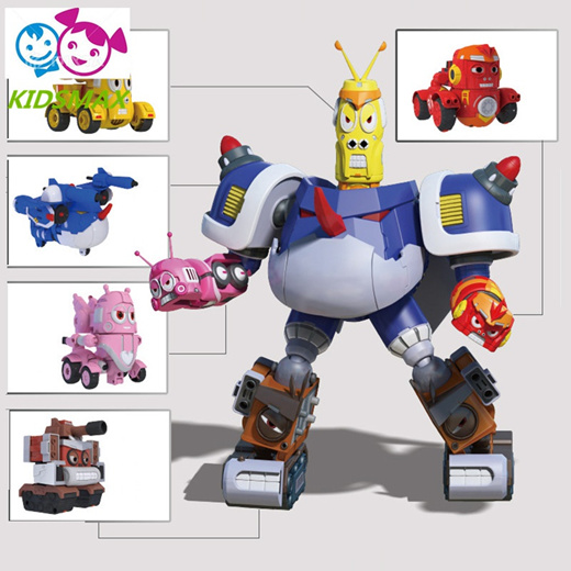 Qoo10 - 5 in 1 Set Robot cartoon Larva fun figures toys transformation  mecha V... : Toys