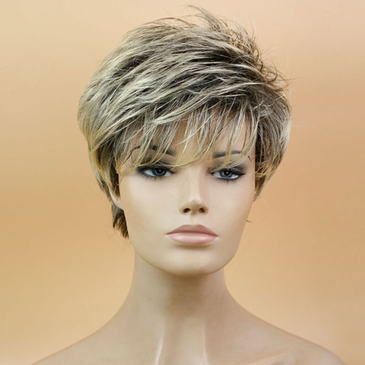 short blonde wig with dark roots