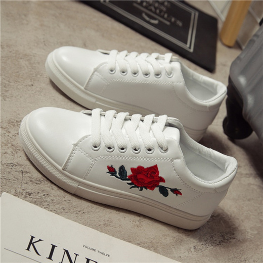 white shoes with roses