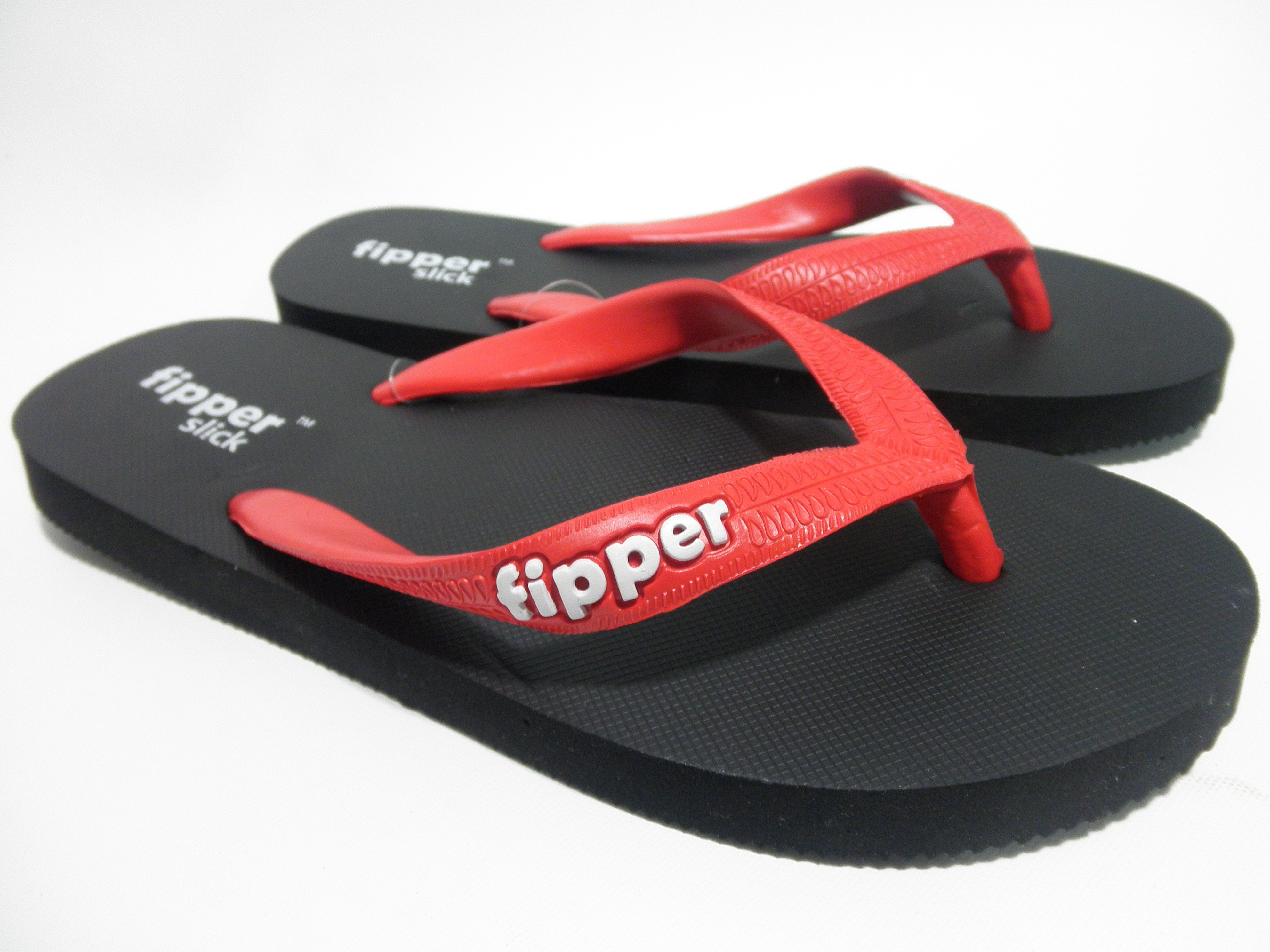 Qoo10 Fipper  Slick Slippers Black Red Shoes