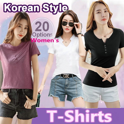 Qoo10 - *T Shirts* Women Short Sleeve Tshirt Cotton 2021 Tee Shirt ...
