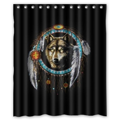 Hot Sale Wolf Dream Catcher Native American Indians Pattern Theme Picture 100 Polyester Bathroom Sh