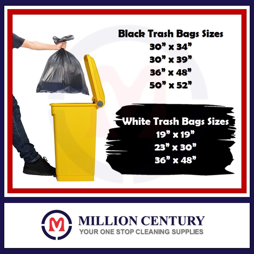 black trash bag sizes