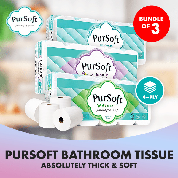 Qoo10 [Bundle of 3] Pursoft 4 Ply Toilet Paper Toilet Roll Tissue