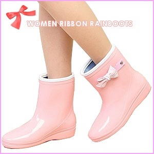 rain boots with ribbon