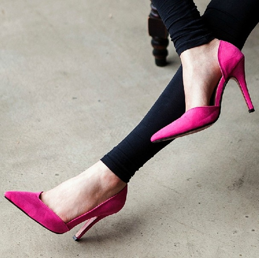 Qoo10 - BN Sexy Hot Pink suede Leather 