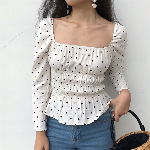 square neck polka dot top