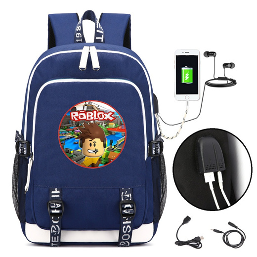 Qoo10 Roblox Backpack With Usb Charging Port And Lock Headphone Interface Bag Wallet - roblox duffel bag id code
