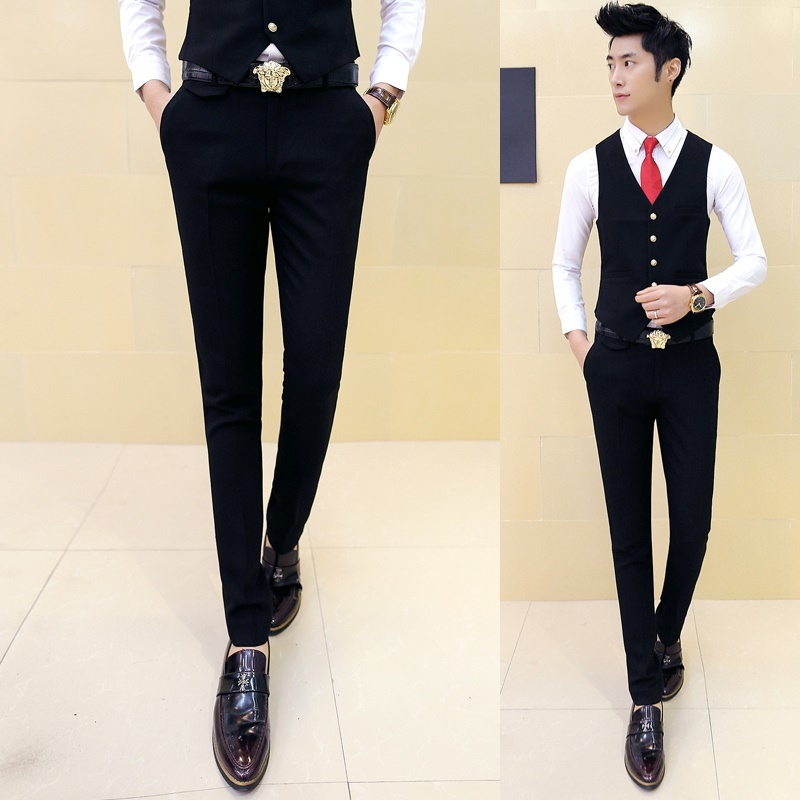 Qoo10 - store Men White Dress Pants Male Skinny Slim Fit Trousers White ...