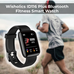 Wisholics ID116 Plus Bluetooth Fitness Smart Watch for Men Women and Kids Activity Tracker (Black)