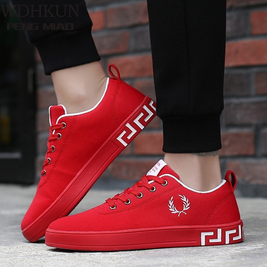 red and black casual shoes