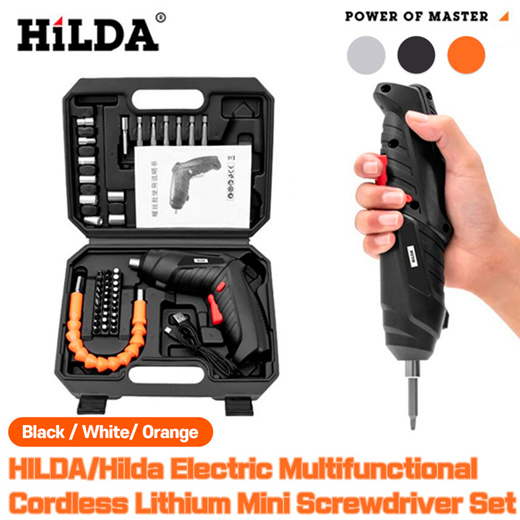 HILDA Electric Drill Cordless Screwdriver Lithium Battery Mini Drill  Cordless Screwdriver Power Tools Cordless Drill