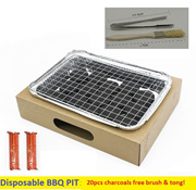 Eco Friendly Disposable BBQ PIT 20pcs charcoal free tong and brush
