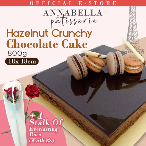 Gianduja Feuilletine Cake | 800g Hazelnut Crunchy Chocolate Cake | Free Everlasting Rose Deals for only S$39.9 instead of S$39.9